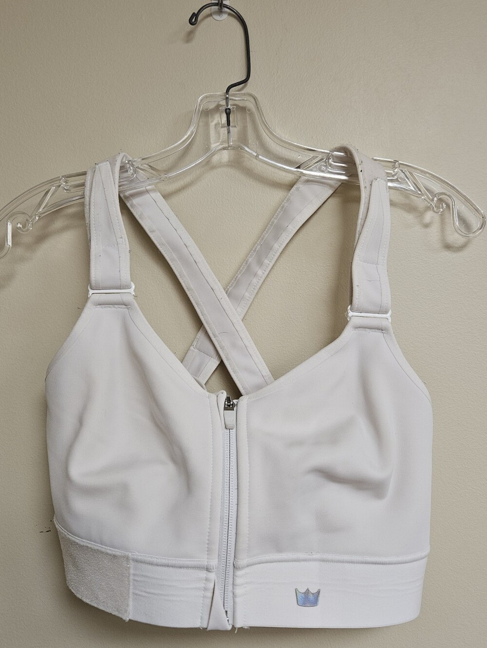 Shefit Ultimate Sports Bra White High Impact Front Zipper Workout Gym 1Luxe 1X